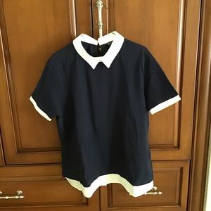 BROOKS BROTHERS NAVY/WHITE LAYERED EFFECT TEE XL
